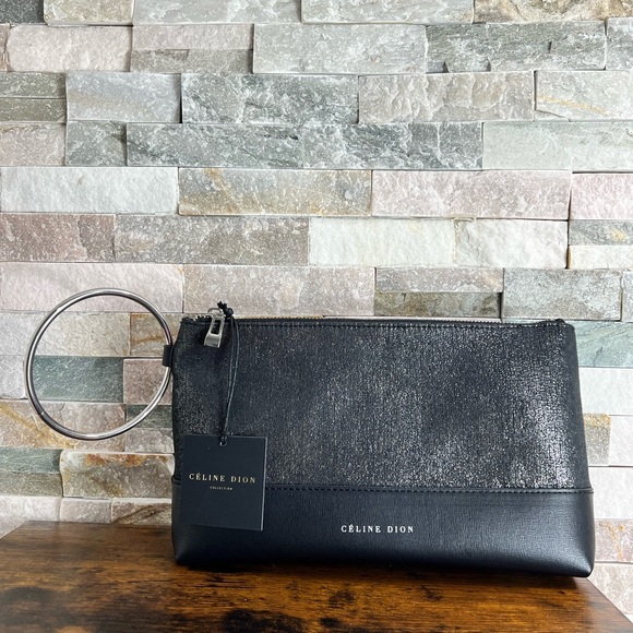 Celine Dion black Sparkly Evening Pouch Bag Purse - Picture 3 of 4